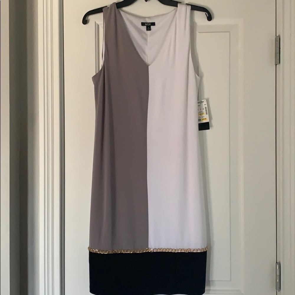 NWT MSK Grey, White and black dress